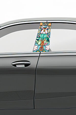 Araç Kapı Direk Kaplama Folyosu Desenli Sağ Sol Takım 2 Adet  22x50 cm