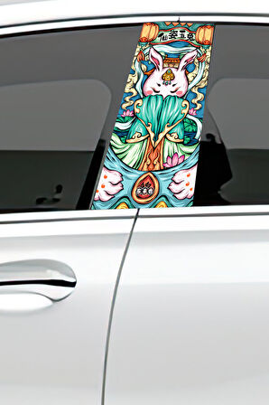 Araç Kapı Direk Kaplama Folyosu Desenli Sağ Sol Takım 2 Adet  22x50 cm