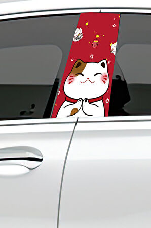 Araç Kapı Uyumlu  Direk Kaplama Folyosu Desenli (Sağ Sol Takım) (2 Adet) - 22x50 Cm