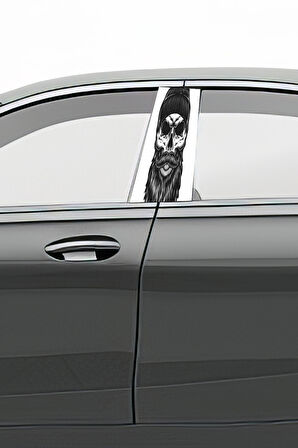 Araç Kapı Direk Kaplama Folyosu Desenli (Sağ Sol Takım) Uyumlu (2 Adet) - 22x50 vm