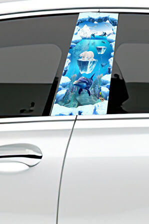 Araç Kapı Direk Kaplama Folyosu Desenli (Sağ Sol Takım) (2 Adet) - 22x50 Cm