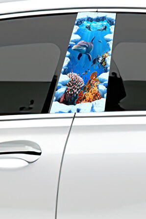 Araç Kapı Direk Kaplama Folyosu Desenli (Sağ Sol Takım) (2 Adet) - 22x50 Cm