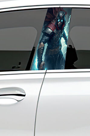 Araç Kapı Direk Kaplama Folyosu Desenli (Sağ Sol Takım) (2 Adet) - 22x50 Cm