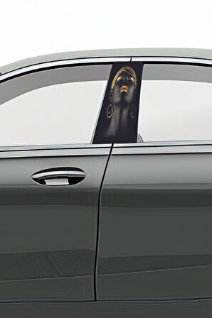 Araç Kapı Direk Kaplama Folyosu Desenli (Sağ Sol Takım) (2 Adet) - 22x50 Cm