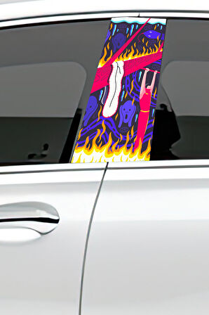 Araç Kapı Direk Kaplama Folyosu Desenli (Sağ Sol Takım) (2 Adet) - 22x50 Cm