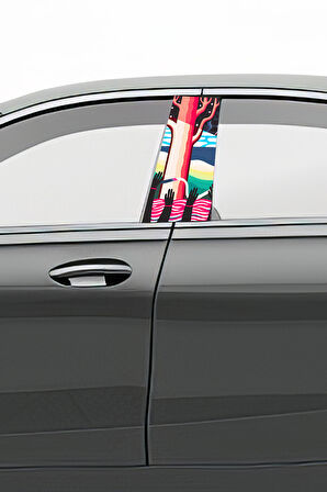 Araç Kapı Direk Kaplama Folyosu Desenli (Sağ Sol Takım) (2 Adet) - 22x50 Cm