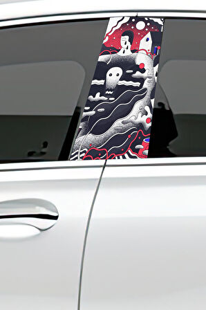 Araç Kapı Direk Kaplama Folyosu Desenli (Sağ Sol Takım) (2 Adet) - 22x50 Cm