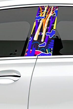 Araç Kapı Direk Kaplama Folyosu Desenli (Sağ Sol Takım) (2 Adet) - 22x50 Cm