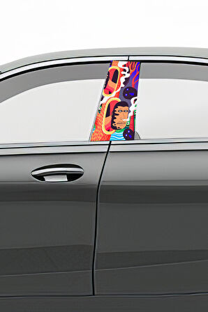 Araç Kapı Direk Kaplama Folyosu Desenli (Sağ Sol Takım) (2 Adet) - 22x50 Cm