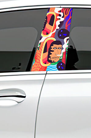 Araç Kapı Direk Kaplama Folyosu Desenli (Sağ Sol Takım) (2 Adet) - 22x50 Cm