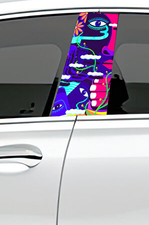 Araç Kapı Direk Kaplama Folyosu Desenli (Sağ Sol Takım) (2 Adet) - 22x50 Cm