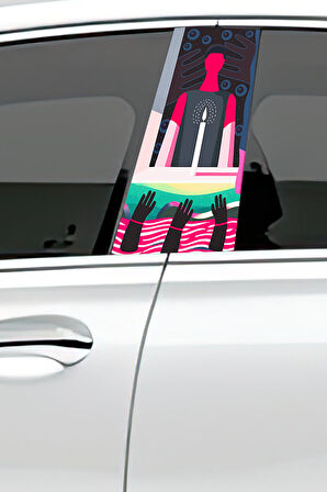 Araç Kapı Direk Kaplama Folyosu Desenli (Sağ Sol Takım) Uyumlu (2 Adet) - 22x50 cm