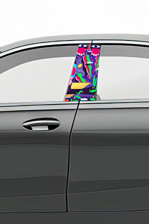 Araç Kapı Direk Kaplama Folyosu Desenli (Sağ Sol Takım) (2 Adet) - 22x50 Cm