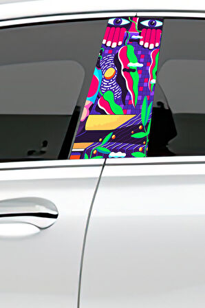 Araç Kapı Direk Kaplama Folyosu Desenli (Sağ Sol Takım) (2 Adet) - 22x50 Cm