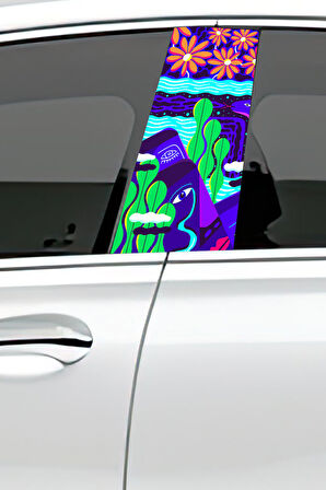 Araç Kapı Direk Kaplama Folyosu Desenli (Sağ Sol Takım) (2 Adet) - 22x50 Cm