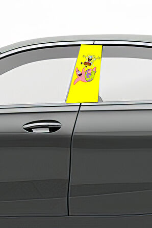 Araç Kapı Direk Kaplama Folyosu Desenli  Uyumlu(Sağ Sol Takım) (2 Adet) - 22x50 Cm