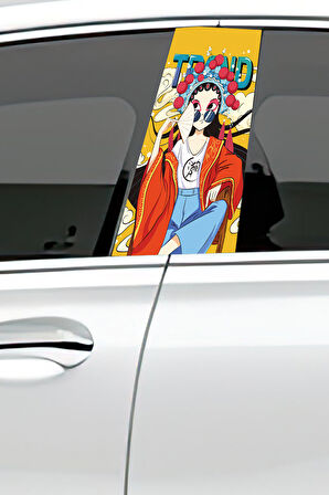 Araç Kapı Direk Kaplama Folyosu Desenli (Sağ Sol Takım) (2 Adet) - 22x50 Cm