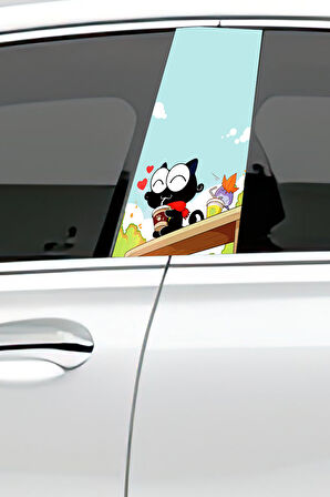 Araç Kapı Direk Kaplama Folyosu Desenli (Sağ Sol Takım) (2 Adet) - 22x50 Cm