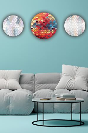 Ahşap Tablo Kristal Desenli 3'lü Mdf Tablo