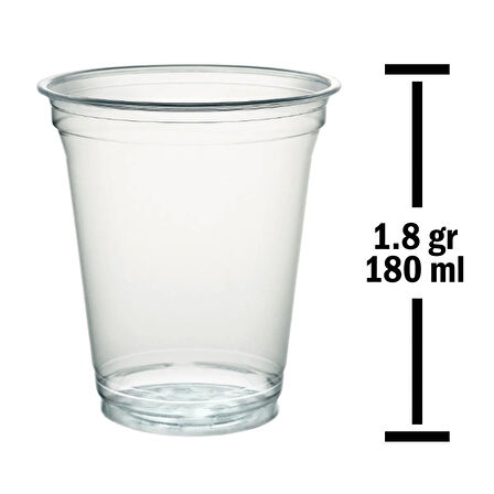 180 cc Plastik Pet Bardak, Otomat Bardağı - Şeffaf - 3 x 100 Toplam 300 Adet Tek Kullanımlık Bardak