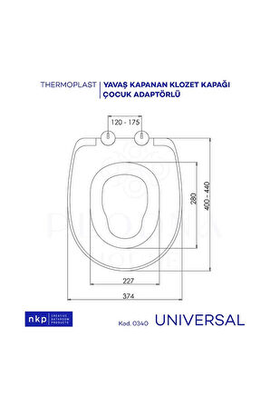 Universal Çocuk Adaptörlü Çift Kullanım Yavaş Kapanan Klozet Kapağı Oval C Form