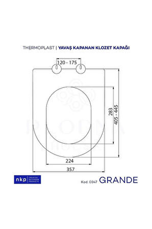 D-form Grande Yavaş Kapanan Klozet Thermoplast Üstten Sıkmalı Menteşe