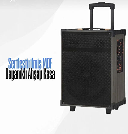 HEPU HP-976 Taşınabilir Party Speaker | 40W Bluetooth Hoparlör | 8" Bass | 2 Kablosuz Mikrofon