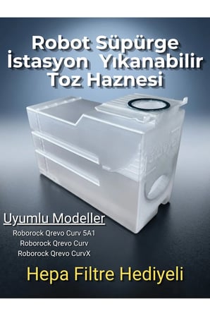 Roborock Qrevo Curv / 5A1 / X Uyumlu Yeniden Kullanılabilir Toz Haznesi Torba Masrafına Son