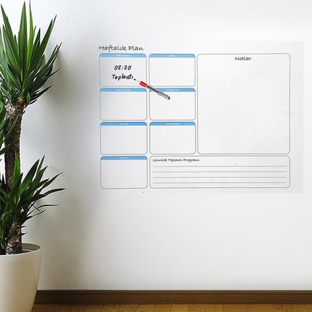 Plentiful® Haftalık Planlayıcı Manyetik Duvar Stickerı Takvim 56 cm x 70 cm