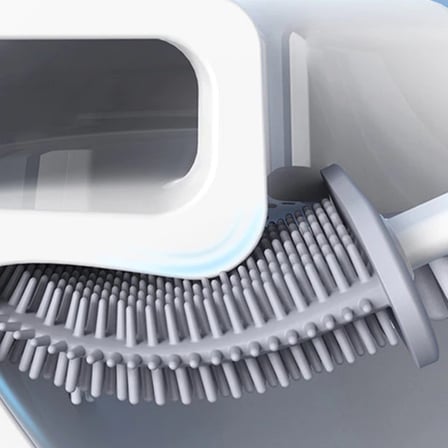 Plentiful® Duvara Monte Edilebilir Kapaklı Askılı Klozet Yumuşak Silikon Başlıklı Tuvalet Fırçası Seti