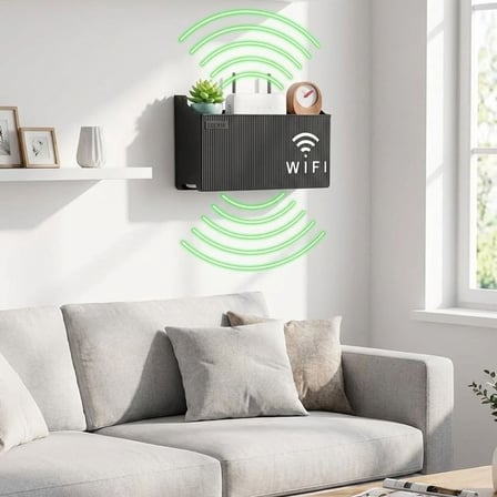 Plentiful® Duvar Tipi Wi-Fi Modem Saklama Kutusu(Siyah) – Kablo Düzenleyici Router Raf Organizer