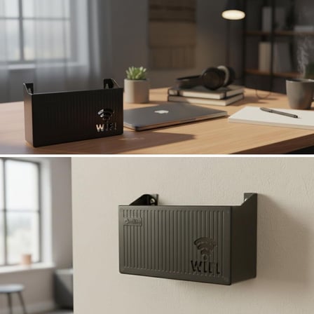 Plentiful® Duvar Tipi Wi-Fi Modem Saklama Kutusu(Siyah) – Kablo Düzenleyici Router Raf Organizer