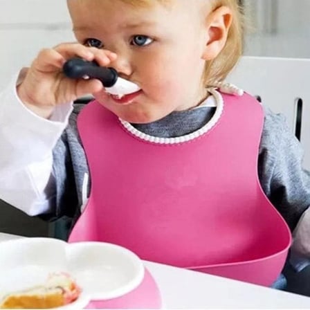 Plentiful® Çocuk Bebek Mama Önlüğü Dökülme Engelleyici Bükülebilir Pembe