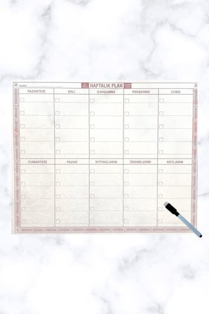 Plentiful® Şeffaf Kendiliğinden Yapışkanlı Kalemli Haftalık Planlayıcı 40cm-50cm