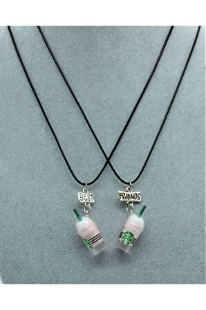 Best Friends Arkadaşlık Kolyesi Starbucks Pembe