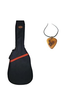 Su Geçirmez 10 Mm Pedli Soft Case Klasik Gitar Kılıfı - Siyah - Ahşap Pena Kolye Hediye