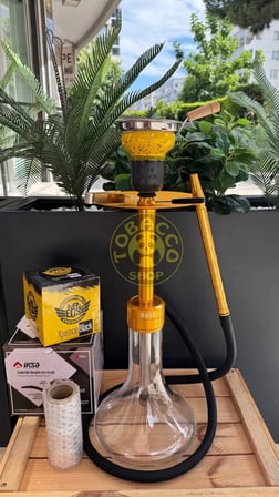 E29 Boss Gökkuşağı Gold Nargile Seti* Köz Ocağı Dahil*