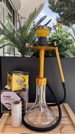 E29 Boss Gökkuşağı Gold Nargile Seti* Köz Ocağı Dahil*