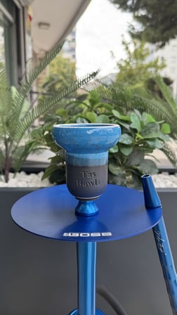 Mr Eds E29 Boss - Gökkuşağı Serisi Nargile Takımı Mavi Taş Bowls Lüle Dahil 2li Nargile Seti