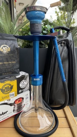 Mr Eds E29 Boss Gökkuşağı Serisi Mavi Nargile Seti Çantalı