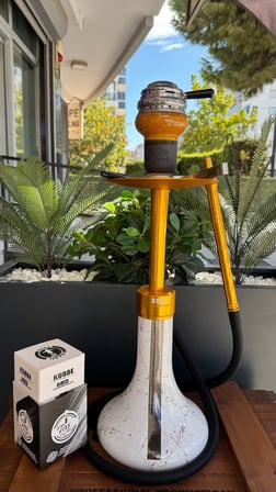 Mr Eds E29 Boss Özel Üretim Mermer Desen Gold Nargile Seti Lüle Közlük Dahil