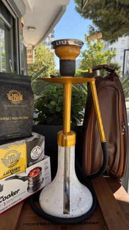 Mr Eds E29 Boss Özel Üretim Mermer Desen Gold Nargile Seti Çantalı