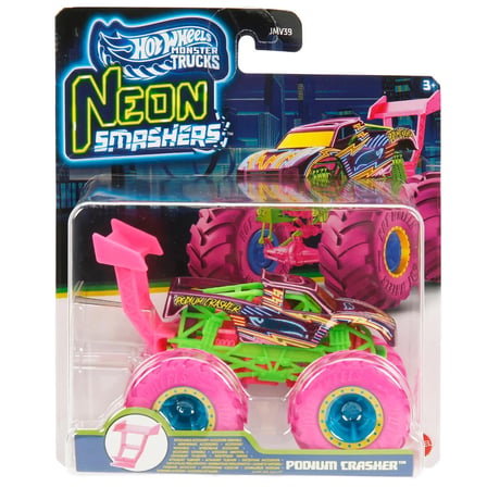 Hot Wheels Monster Trucks Neon Smashers Die Cast Araba JMV39 - Jmv59 Podium Crasher 1:64 