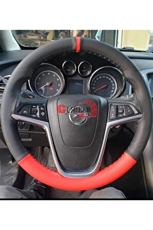 Volkswagen Polo 2017 > Uyumlu Dikmeli Direksiyon Kılıfı Iki Renkli Kırmızı Yüzüklü