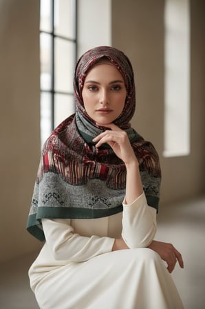 Soft Etnik Şerit Desen Şal