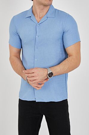 Erkek Slim Fit Polycotton Kısa Kol Gömlek