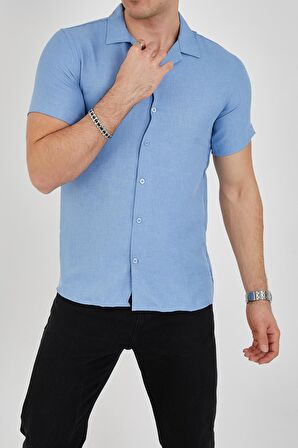 Erkek Slim Fit Polycotton Kısa Kol Gömlek