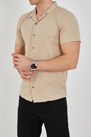 Erkek Slim Fit Polycotton Kısa Kol Gömlek