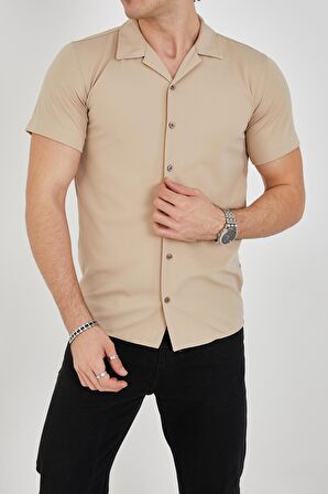 Erkek Slim Fit Polycotton Kısa Kol Gömlek