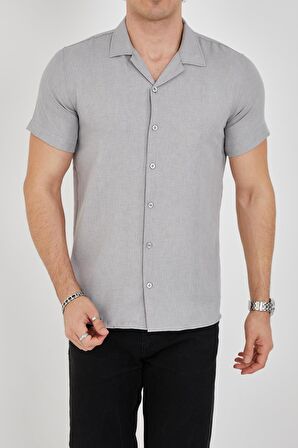 Erkek Slim Fit Polycotton Kısa Kol Gömlek